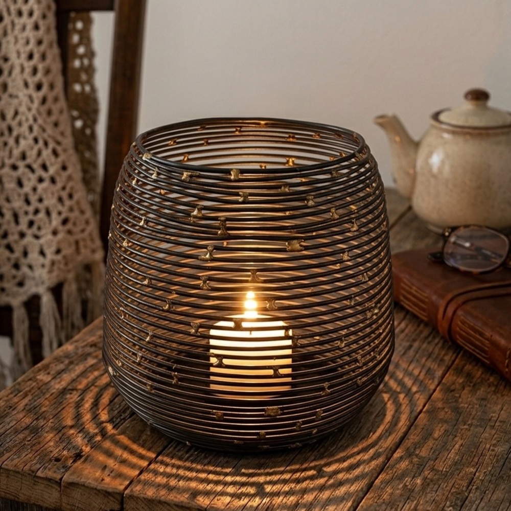 Threshold Metal Beehive Candle Holder - Gunmetal Gray & Gold